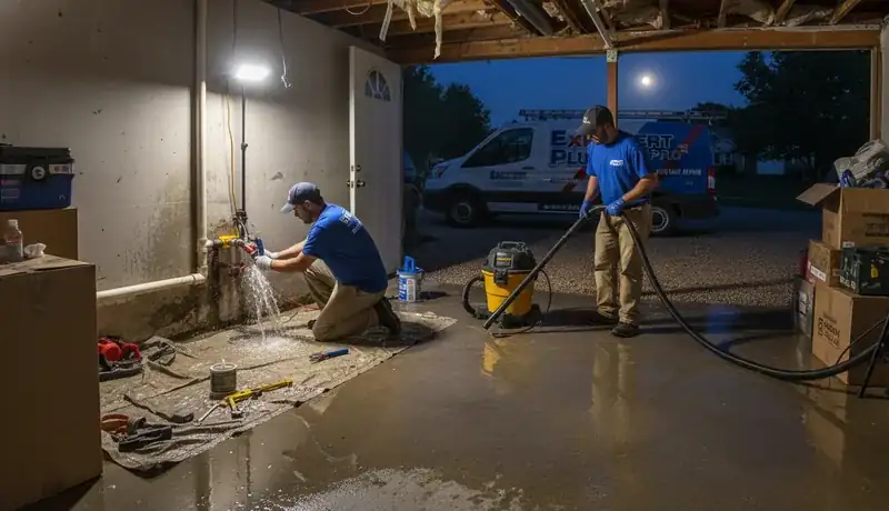 Expert Plumbing Pro - late-night-burst-pipe-repair-in-a-founders-village-basement